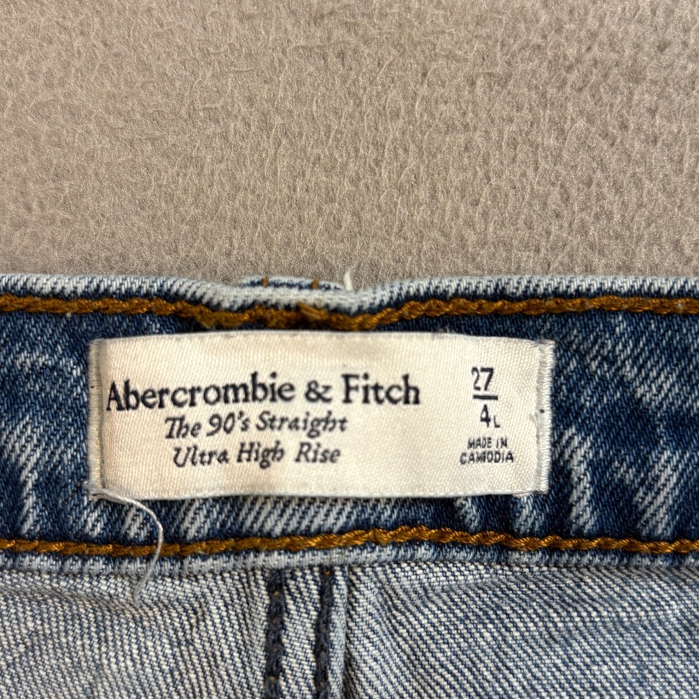 Abercrombie & Fitch The 90s Straight Ultra High Rise Jeans Medium Wash 27 4L - Picture 5 of 10